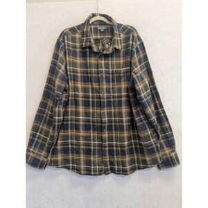 Eddie Bauer Flannel Shirt Mens XL Rosin Loden Plaid Long Sleeve Button Up